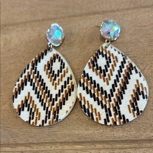 Leather Brown/Tan Neutral Earrings